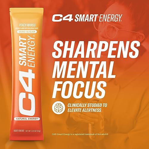 C4 Smart Energy Powder Stick Packs - Sugar Free Performance Fuel & Nootropic Brain Cellucor
