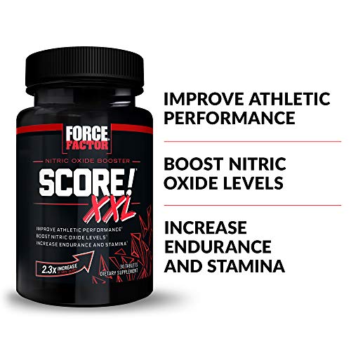 FORCE FACTOR Score! XXL, 3-Pack, Nitric Oxide Booster Supplement for Men with L