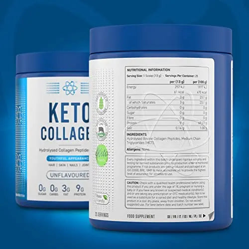 Applied Nutrition Keto Protein Powder, Hydrolysed Collagen Peptides + MCT Healthy Fats & Skin, Ketogenic & Paleo Diet Applied Nutrition