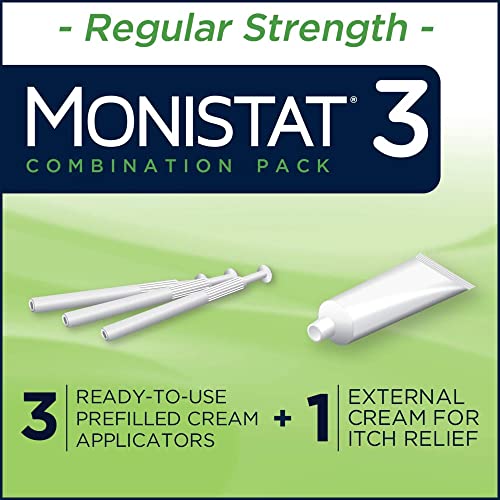 Monistat 3 Day Yeast Infection Treatment for Women, 3 Miconazole Pre-Filled Cream Applicators & External