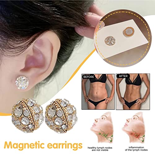 Dorina Ear Acupressure Magnetherapy Detoxi Earrings Set,Magnetic Lymphatic Cubic Zirconia