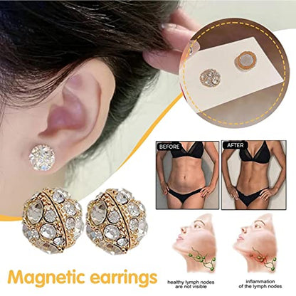 Dorina Ear Acupressure Magnetherapy Detoxi Earrings Set,Magnetic Lymphatic Cubic Zirconia