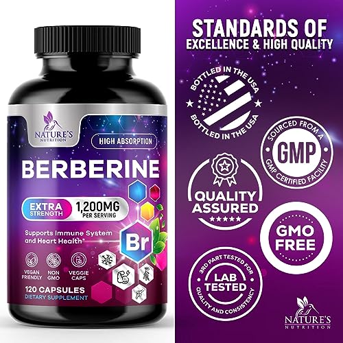 Berberine Supplement 1200mg per Serving - High Absorption Heart Health Support Nature's Nutrition