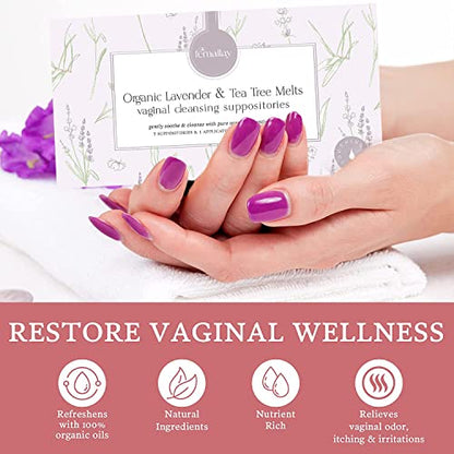 Femallay Organic Lavender and Tea Tree Oil Vaginal Cleansing Suppositories for Hygiene