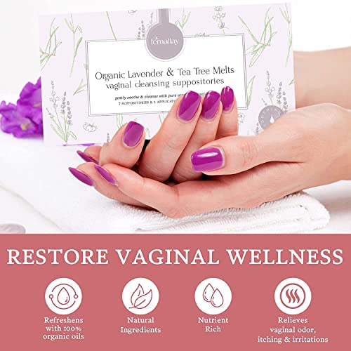 Femallay Organic Lavender and Tea Tree Oil Vaginal Cleansing Suppositories for Hygiene Femallay