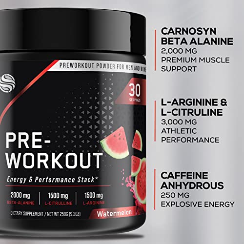 Pre-Workout Powder with Beta-Alanine & Caffeine for Energy, L-Citrulline & L-Arginine SILVERONYX