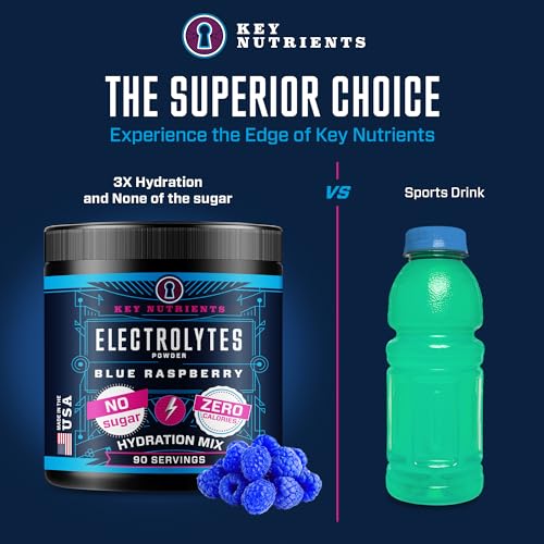 KEY NUTRIENTS Multivitamin Electrolytes Powder No Sugar - Tempting Blue Raspberry