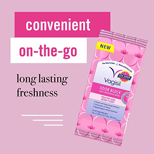 Vagisil Odor Block Multipack for Women, Daily Intimate wash, 20 Feminine Wipes, and Dry Wash Vagisil