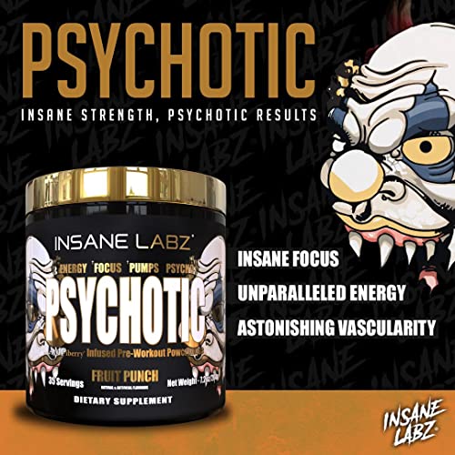 Insane Labz Psychotic Gold, High Stimulant Pre Workout Powder, Extreme Lasting Energy Insane Labz