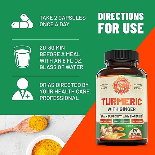 Organic Turmeric Curcumin with Ginger and Black Pepper for Max Absorption WHOLE WORLD WELLNESS