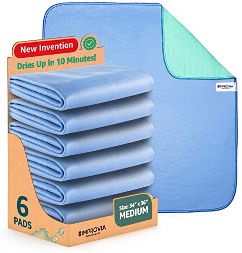 IMPROVIA® Washable Underpads, 34" x 36" (Pack of 6) - Heavy Absorben IMPROVIA