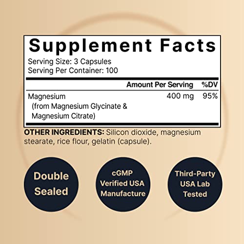 Magnesium Complex 400mg Supplement, 300 Capsules | Magnesium Glycinate NatureBell
