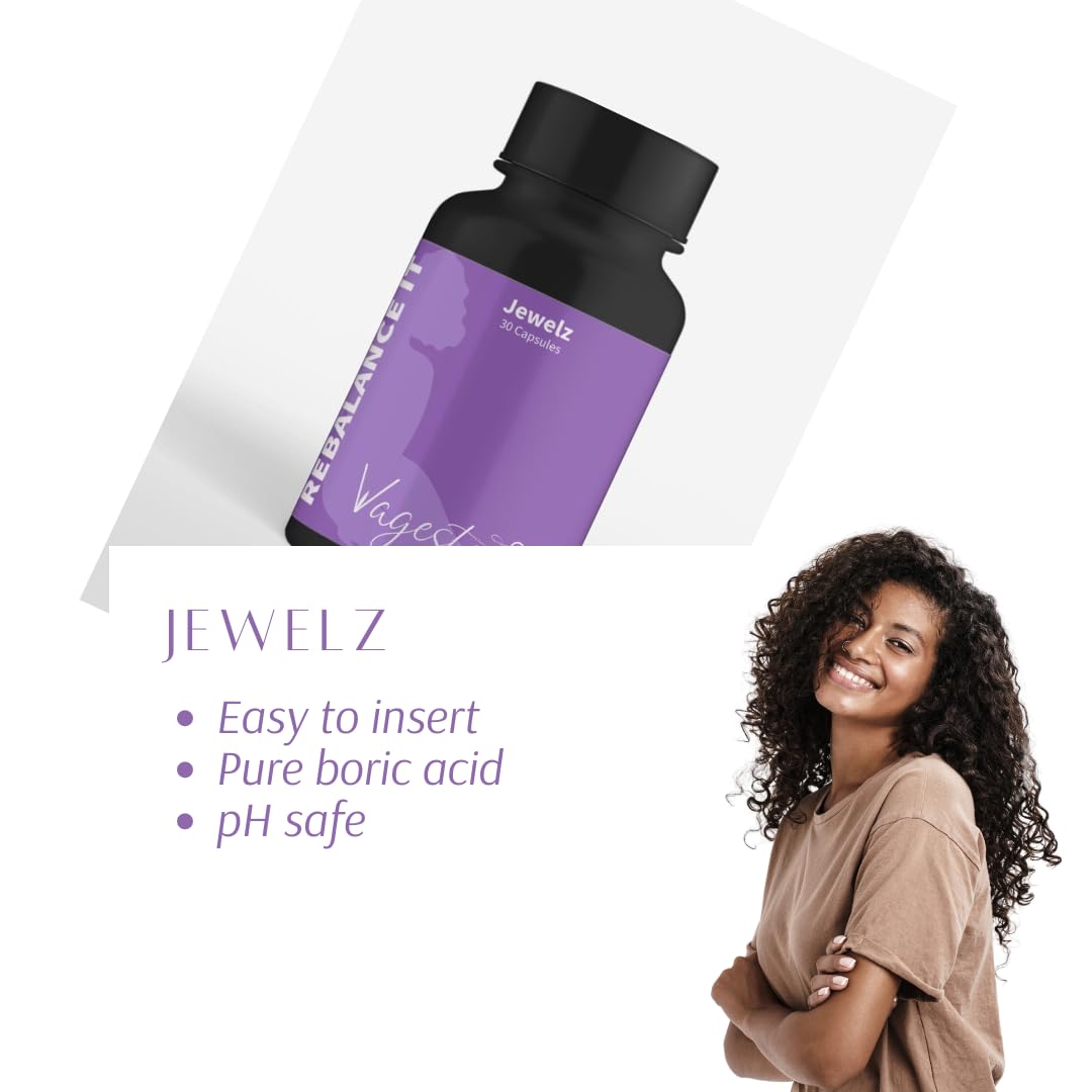 Vagesty Jewelz boric Acid Vaginal Suppositories, 100% Pure boric Acid, rebalance Vaginal pH Vagesty