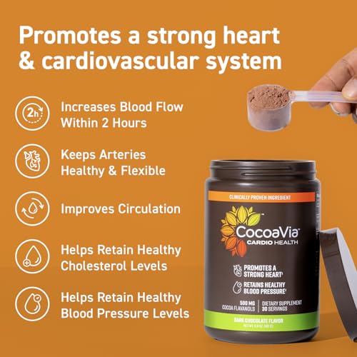 CocoaVia Cardio Health Cocoa Powder, 60 Servings, 500mg Cocoa Flavanols CocoaVia