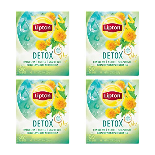 Lipton Green Tea Bags, Herbal Supplement for Detox, 15 Count (Pack of 4)