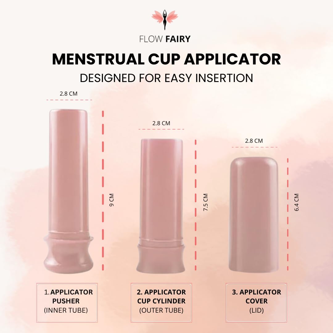 Flow Fairy Reusable Menstrual Cup with Applicator for Easy Insertion- 100% Medical Grade Silicone Period Cup Flow Fairy