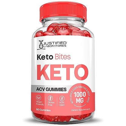 Justified Laboratories Keto Bites Keto ACV Gummies 1000MG Vegan Non GMO with Pomegranate