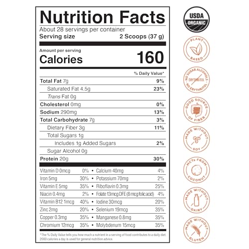 KOS Organic Vegan Protein Powder with 50mg Caffeine, Salted Caramel Coffee