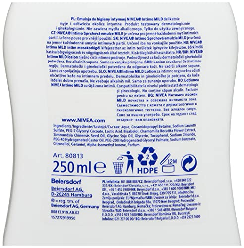Nivea Intimate Intimo Natural Daily Comfort Mild & Delicate Feminine Cleanser 200 Ml. l Nivea