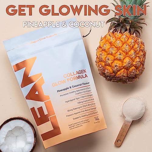 LEAN with Lilly Collagen Glow Formula Supplement for Women - Pineapple & Coconut Flavour. Hydrolyzed Type 1 Marine Collagen
