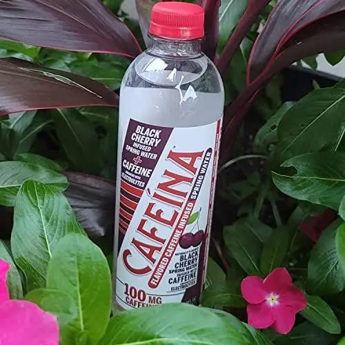 Cafeina - Naturally Flavored Black Cherry Caffeinated Spring Water (12 Pack) - 100mg Caffeine, Black Cherry Flavored, Added Electrolytes, Natural Energy Boost - Ultra Hydrating - Keto Friendly - Kosher - Pre-Workout Boost and Post-Workout Recovery