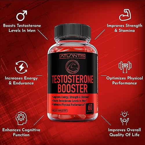 Testosterone Booster For Men Gummies - Enhances Strength & Stamina - Optimizes Physical Atlantis Nutrition
