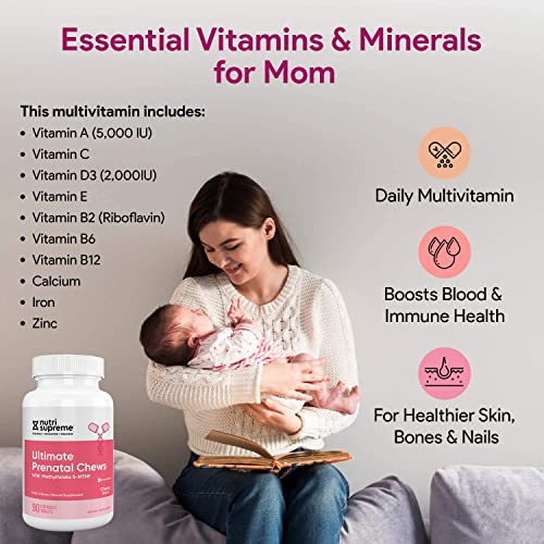 Nutri Supreme Prenatal Vitamin, Chewable Prenatal Vitamins for Women NUTRI-SUPREME RESEARCH