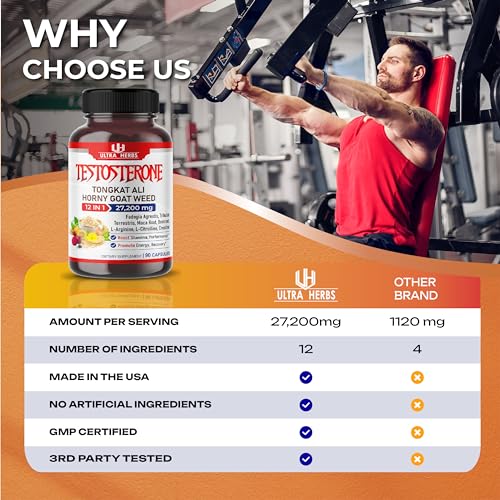 Ultra Testo 27,200mg 12 IN 1 complex with L-Arginine, Fadogia Agrestis, Tribulus Terrestris ULTRA HERBS