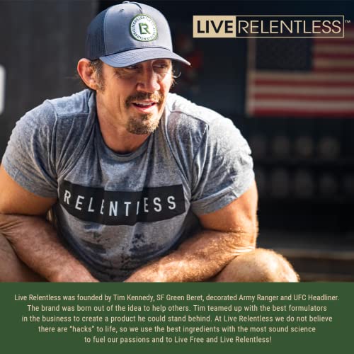 Live Relentless by Tim Kennedy, Drive Pre-Workout, Merica's Strawlemon, 30 Servings, 300mg Caffeine per 2 Scoops, Made in The USA,