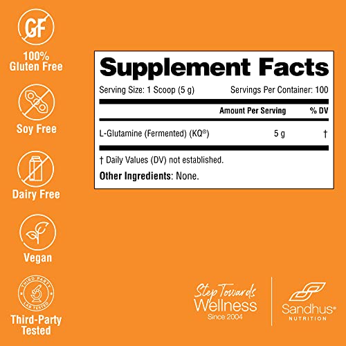 Sandhu's L-Glutamine - 100 Servings -Made in USA -500 Gram- Non-GMO- Amino Sandhu's