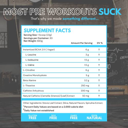 TEDCo Pre Workout Powder - All Natural Preworkout for Men, Zero Artificial Sweeteners