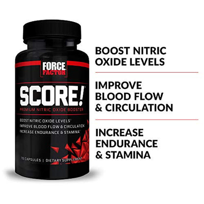 FORCE FACTOR Score!, 2-Pack, Nitric Oxide Supplement for Men, Nitric Oxide Booster with L-Citrulline and Tribulus terrestris to Improve Blood Flow and Enhance Performance, 152 Capsules