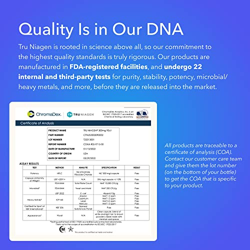 TRU NIAGEN 300mg | Patented Nicotinamide Riboside NAD+ Supplement | NR Supports TRU NIAGEN