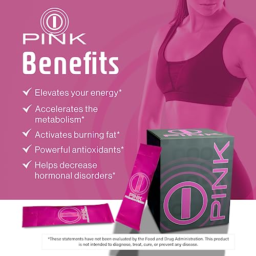 Energy Drink Powder, bHIP Pink for Women 30 Drink Mix Packets. Energy Supplements