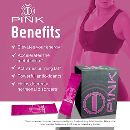 Energy Drink Powder, bHIP Pink for Women 30 Drink Mix Packets. Energy Supplements
