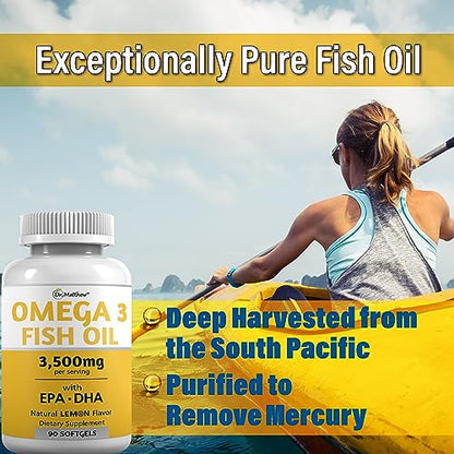 Burpless Fish Oil Pills. Triple Strength Omega 3 Fish Oil Burpless. EPA DHA Omega 3 Supplement