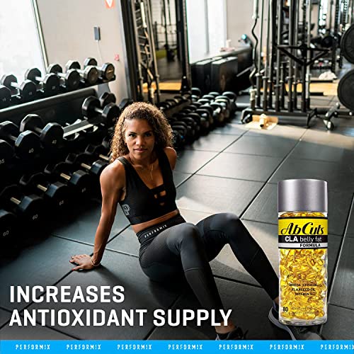 Ab Cuts CLA Belly Fat Formula - 80 Easy-to-Swallow Softgels - Omega 3 Fish Oil, Flaxseed AbCuts