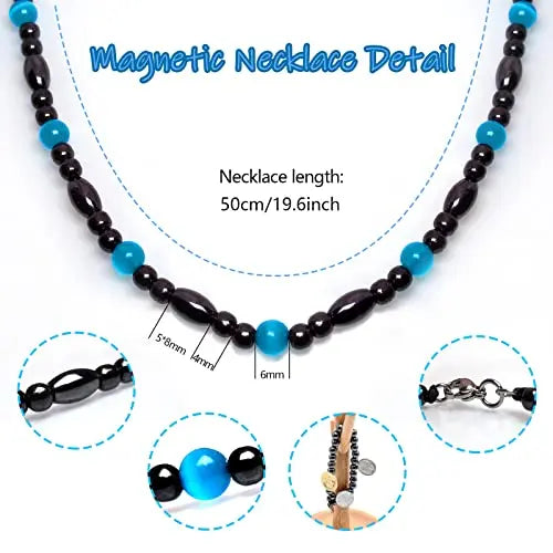 Magnetic Therapy Necklace Hematite Necklace Black Obsidian Aquamarine Magnetic Necklace Hion