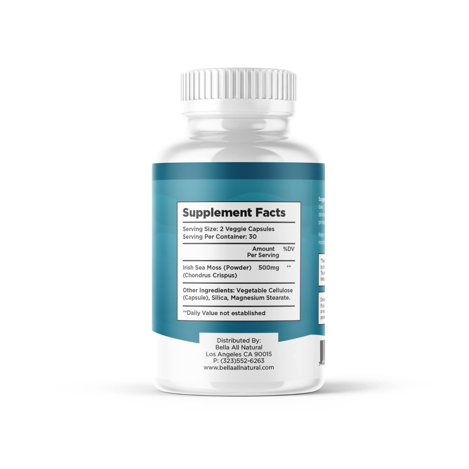 Bella All Natural Sea Moss Vitamins | Pure Sea Moss | Irish Sea Moss, 60 Capsules Bella All Natural