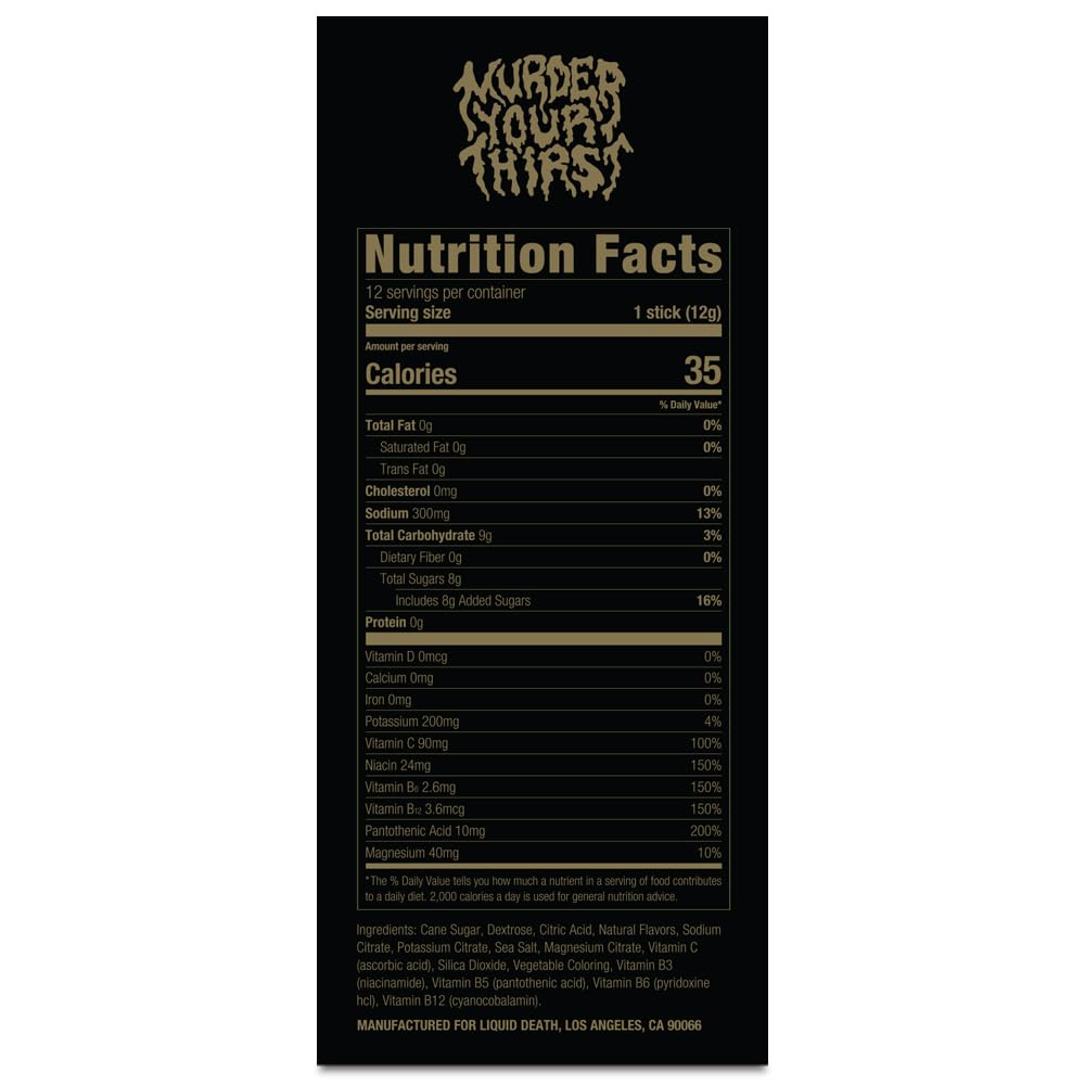 Liquid Death Electrolyte Death Dust - Hydration Powder Packets - 3 Flavors - 12-Stick