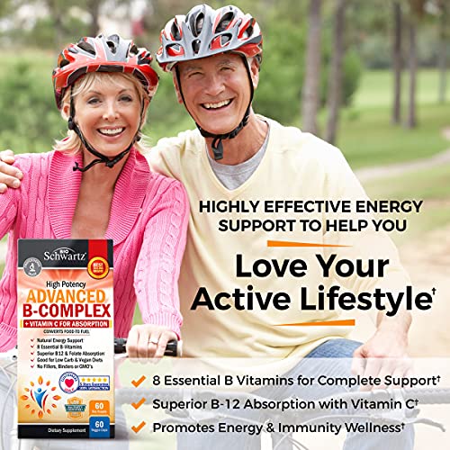 Vitamin B Complex with Vitamin C for Maximum Absorption - Methylcobalamin b12 BioSchwartz