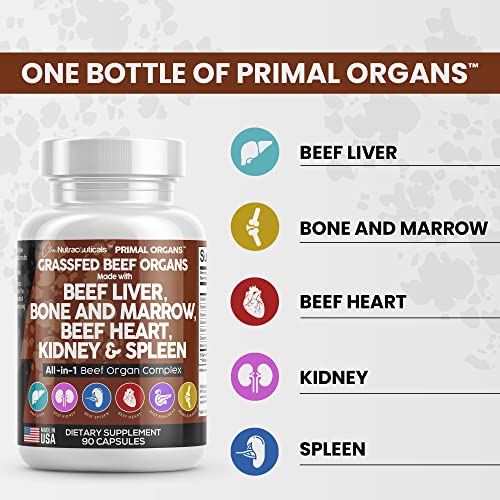 Grass Fed Beef Liver Capsules 3000mg - Premium Quality Beef Organs