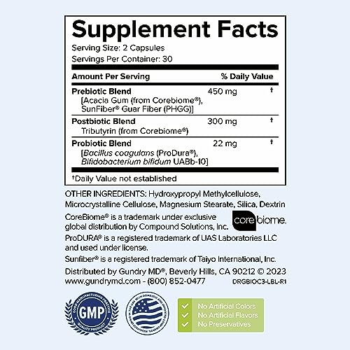 Gundry MD® Bio Complete 3 - Prebiotic, Probiotic, Postbiotic to Support Optimal Gut Health