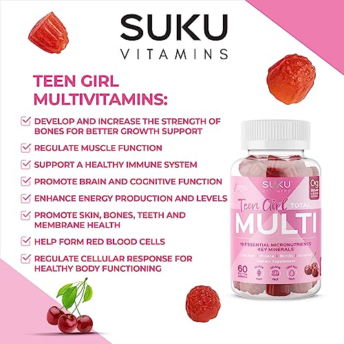 SUKU Vitamins Teen Girl Gummies – Sugar Free Vegetarian Gummy Vitamins Supplement SUKU Vitamins