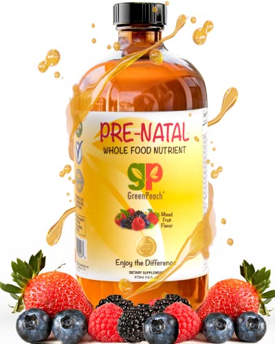 Liquid Prenatal Vitamins with Iron - Natural Folate, Calcium Supplement, Vitamin D, E, B6, Biotin