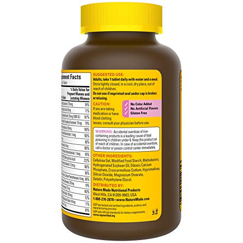 Nature Made Prenatal Multi, 250 Tablets, Folic Acid + 17 Prenatal Vitamins & Minerals Nature Made
