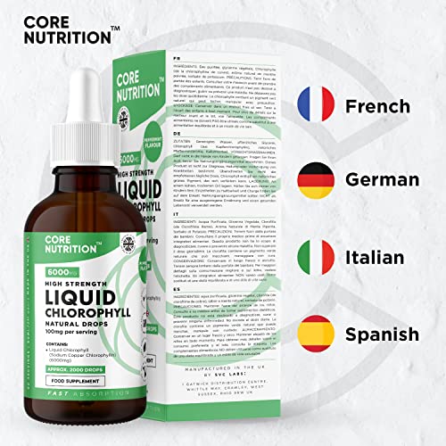 Core Nutrition Liquid Chlorophyll Drops for Water - 2 Fl. Oz for 60 Servings - 2 Month Supply