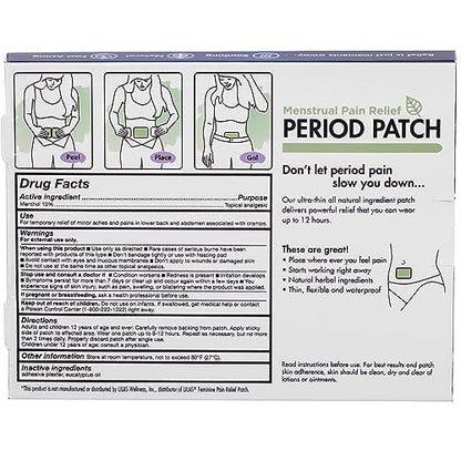 HealthWise Menstrual Pain Relief Period Patch | 10% Menthol | Strong, Soothing Relief