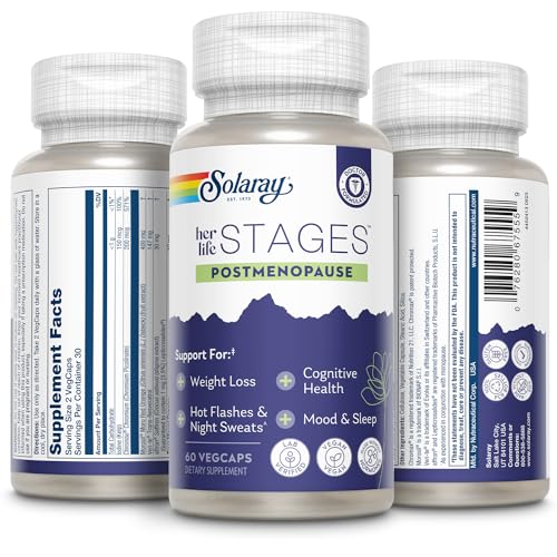 Solaray Postmenopause her Life Stages - Post Menopause Supplements for Women with Resveratrol SOLARAY