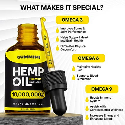 GummiMi Оrganic Hеmp Oil 10 000 000 mg - Natural Drops - Rich in Vitamins B, C, E